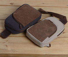 Cool Canvas Gray Mens Sling Bag Chest Bag One Shoulder Pack for men