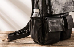 Cool Mens Leather Backpacks Black Travel Backpacks Laptop Backpack for men