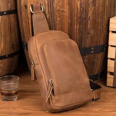 Leather Mens Cool Sling Bag Crossbody Bag Chest Bag for men
