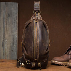 Leather Mens Cool Sling Bag Crossbody Bag Chest Bag for men