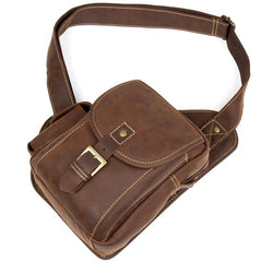 Leather Mens Cool Sling Bag Crossbody Bag Chest Bag for men