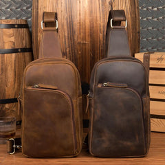 Leather Mens Cool Sling Bag Crossbody Bag Chest Bag for men - imessengerbags