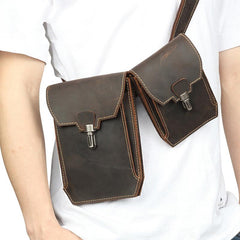 Vintage Leather Belt Pouch Mens Waist Bag for Men