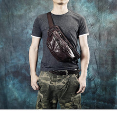 Vintage Leather Mens Fanny Pack Waist Bag Hip Pack Belt Bag Bumbag for Men