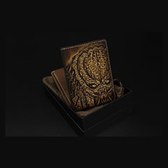 Handmade Leather Tooled Predator Mens billfold Wallet Cool Leather Wallet Slim Wallet for Men - imessengerbags