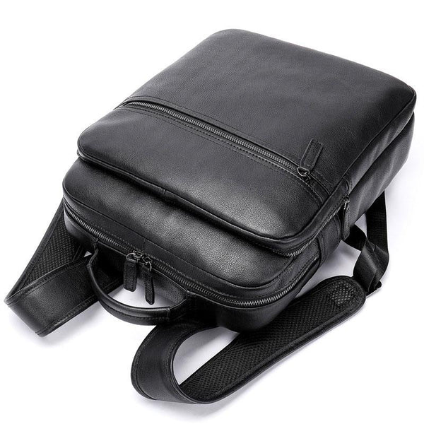Cool Leather Black Mens Backpacks Vintage School Backpack Travel Backpack Bags for Men - imessengerbags