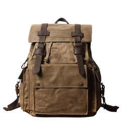 Cool Canvas Mens Vintage Large Black Backpack Computer Khaki Backpack Travel Backpack Hiking Backpackfor Men - imessengerbags