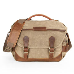 GREEN Waterproof CANVAS 14'' MENSCANON CAMERA SIDE BAG NIKON CAMERA SHOULDER BAG DSLR CAMERA MESSENGER BAG FOR MEN - imessengerbags