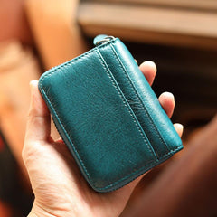 Black Leather Mens Card billfold Wallet Zipper Small Card Wallet Card Holders For Men