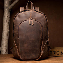 Brown Casual Mens Leather 15-inch Large Laptop Backpacks Brown Travel Backpacks School Backpacks for men - imessengerbags