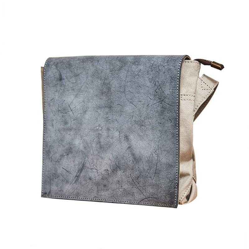 Canvas Leather Mens Small Navy Side Bag Canvas Square Messenger Bags Canvas Travel Courier Bags for Men - imessengerbags