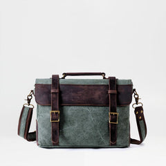 Washed Canvas Leather Mens Side Bag 14‘’ Messenger Bag Computer Bag For Men - imessengerbags