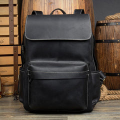 Brown Casual Mens Leather 15inches Computer Backpacks Black Travel Backpack College Backpacks for men - imessengerbags