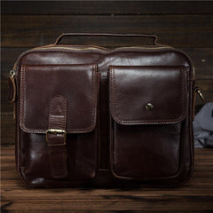 Cool Leather Small Side Bag Handbag Work Bag Business Bag Shoulder Bags For Men - imessengerbags
