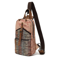 Rustic Canvas Leather Mens Sling Bag Chest Bag One Shoulder Pack for men - imessengerbags
