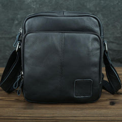 Casual Leather Brown Mens Vintage Small Side Bag Vertical Messenger Bag Shoulder Bags For Men - imessengerbags