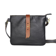 Black Leather Mens Casual Small Courier Bags Messenger Bags Belt Bag Postman Bag For Men - imessengerbags