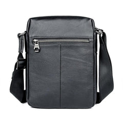 Black Cool Leather 8 inches Small Vertical Messenger Bag Courier Bag Postman Bag For Men