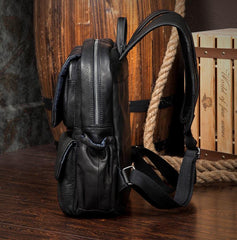 Cool Black Mens Leather 14 inches Computer Backpacks Cool Travel Backpacks School Backpack for men - imessengerbags
