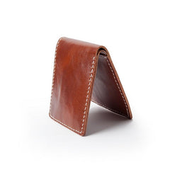 Red Brown Handmade Leather Mens billfold Wallet Bifold Small Wallets Front Pocket Wallet For Men