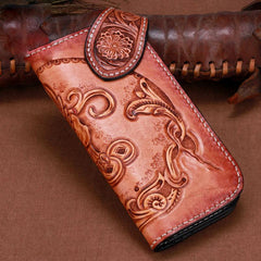 Handmade Leather Kylin Mens Chain Biker Wallet Cool Leather Wallet With Chain Wallets for Men - imessengerbags
