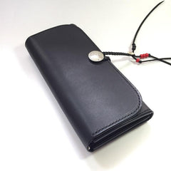 Handmade Leather Mens Clutch Wallet Cool Wallet Long Wallets Biker Chain Wallet for Men - imessengerbags