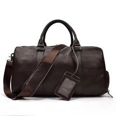 Cool Black Coffee Leather Men Barrel Overnight Bags Travel Bags Weekender Bags For Men