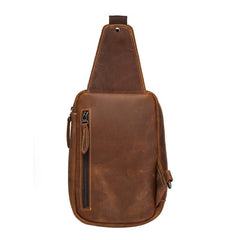 Vintage Leather Men's Chest Bag Sling Bag One Shoulder Backpack For Men - imessengerbags
