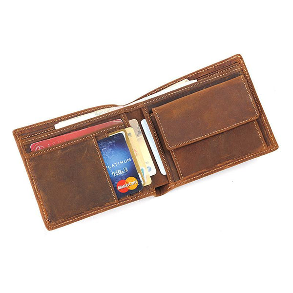 Slim Brown Leather Men's Bifold Small Wallet billfold Front Pocket Wallet For Men - imessengerbags