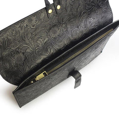 Handmade Leather Floral Tooled Mens Clutch Cool Slim Wallet Zipper Clutch Wristlet Wallet for Men