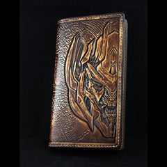 Handmade Leather Tooled Transformers Megatron Mens Long Wallet Cool Leather Wallet Clutch Wallet for Men - imessengerbags