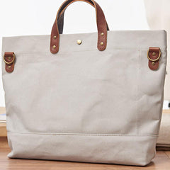 Mens Leather Canvas Large Handbag Canvas Tote Bag Canvas Briefcase for Men