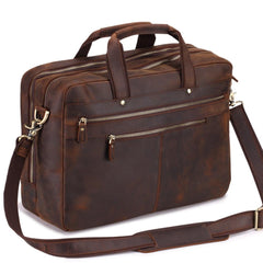 Dark Brown Large Leather Men's Professional Briefcase 17‘’ Laptop Handbag Briefcase Business Briefcase For Men