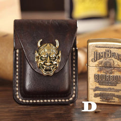 Handmade Leather Mens Zippo Lighter Case With Belt Loop Cool Dark Brown Standard Zippo Lighter Holders For Men - imessengerbags
