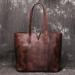 Vintage Mens Womens Leather Large Tote Handbag Shoulder Tote Purse Tote Bag For Men