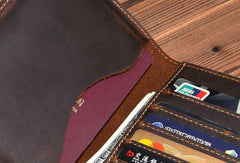 Handmade Mens Leather Small Slim Passport Wallet Vintage Bifold Long Wallet For Men - imessengerbags