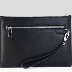 Handmade Leather Mens Clutch Cool Slim Wallet Zipper Clutch Wristlet Wallet for Men