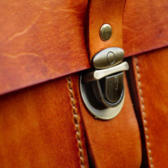 Cool Brown Handmade Leather Mens Briefcase Messenger Bag School Bag for men