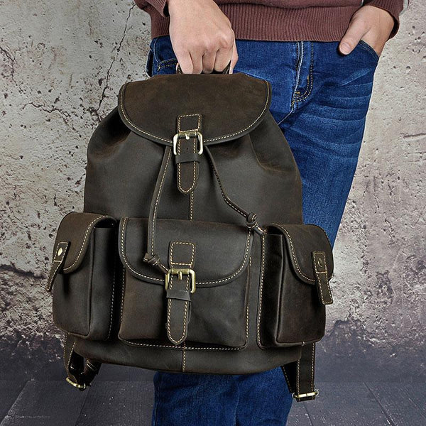 Cool Leather Mens Backpack Vintage Travel Backpack School Backpack for men - imessengerbags