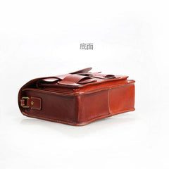 Cool Leather Mens Tan Messenger Bag Side Bag Small Shoulder Bag for Men