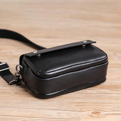 Casual Black Small Leather MENS Side Bag Black Small Messenger Bag Leather Courier Bag For Men