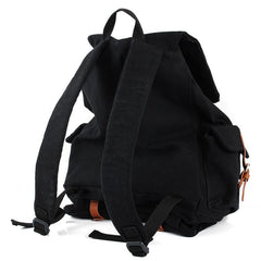 Black CANVAS Mens Casual Waterproof Computer Backpack Black Travel Backpack College Backpack Hiking Backpack For Men - imessengerbags