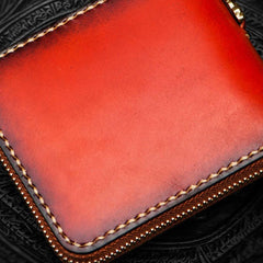 Handmade Mahākāla Leather Brown Biker Wallet Mens Cool Short Chain Wallet Trucker Wallet with Chain - imessengerbags