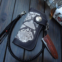 Handmade Leather Biker Wallet Mens Cool Chain Wallet Trucker Wallet with Chain
