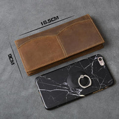 Vintage Brown Leather Mens Bifold Long Wallet Long Bifold Card Wallet For Men - imessengerbags
