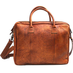 Vintage Brown Mens Leather Briefcase Work Handbag Black 14'' Computer Briefcases For Men - imessengerbags