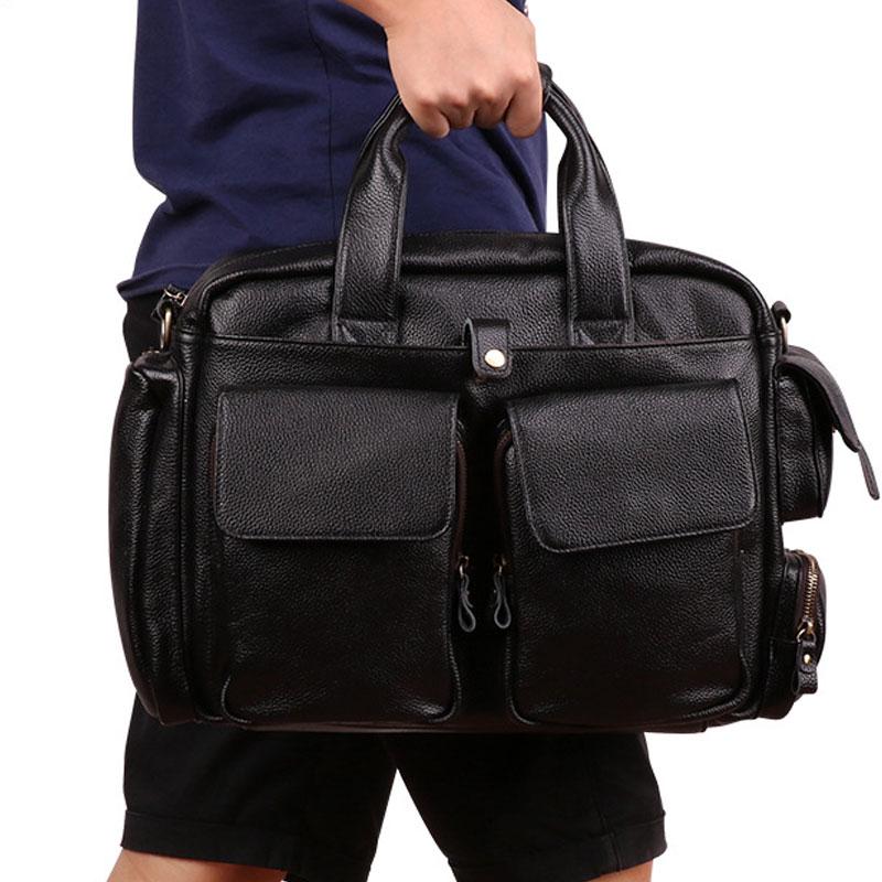 Cool Black Leather Men Large Overnight Bag Travel Bags Weekender Bags For Men