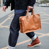Vintage Black Mens Leather Briefcase Work Handbag Brown 14'' Computer Briefcase For Men - imessengerbags
