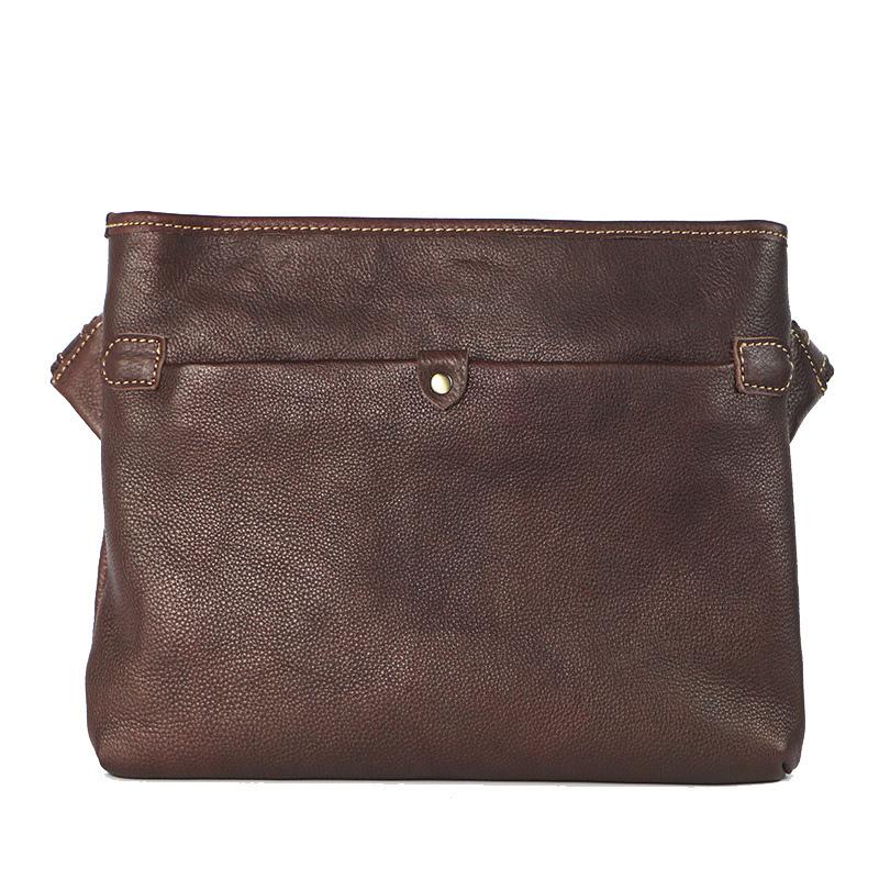 Dark Coffee Leather Mens Casual Small Courier Bag Messenger Bags Brown Postman Bag For Men - imessengerbags