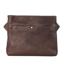 Dark Coffee Leather Mens Casual Small Courier Bag Messenger Bags Brown Postman Bag For Men - imessengerbags